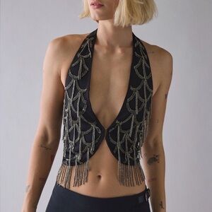 NEW! Beaded fringe halter vest top by UO / new with tags